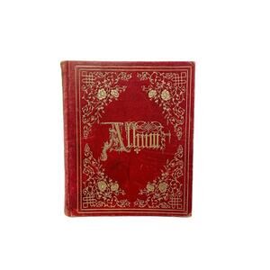 Antique 1855 Friendship Album J.C Riker Autograph Book Illustrated Poems